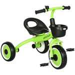 AIYAPLAY Trike for 2-5 Years Old, Kids Tricycle with Adjustable Seat, Basket, Bell, Green