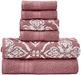 Modern Threads Amaris 6-Piece Reversible Yarn Dyed Jacquard Towel Set - Bath Towels, Hand Towels, & Washcloths - Super Absorbent & Quick Dry - 100% Combed Cotton, Rosewood