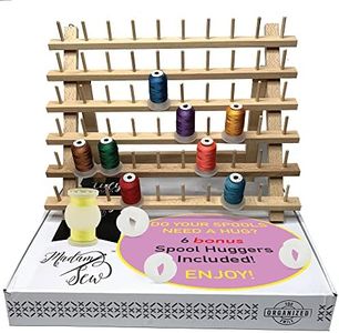 Madam Sew 60-Spool Sewing Thread Rack for Spools of Thread – Free Standing or Wall Mount Embroidery Thread Spool Holder with Attached Eyelets for Sewing Organization and Storage