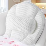 SQLHM Bath Pillows for Tub, Luxury Bath Pillow for Neck and Back Support - with Comfortable Breathable Cotton 6 Non-Slip Suction Cup Bathtub Accessories - Spa Bath Mat Gifts for Women