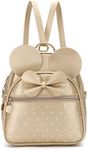 KL928 Girls Bowknot Polka Dot Cute Mini Backpack Small Daypacks Convertible Shoulder Bag Purse for Women (Gold)