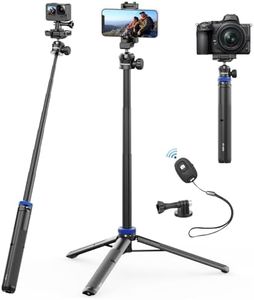 Kaitezenz Selfie Stick Tripod for Gopro Camera, 64" Extendable Stand with 360° Ball Head 1/4" Screw, Portable Lightweight Camera Tripod for GoPro Max Hero 11 10 9 8 7 6 5 DJI OSMO Action Phone