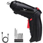 8 in 1 Electric Screwdriver, 3.6V Cordless Drill Screwdriver Rechargeable, 3.5N·m Max Torque Electric Screw Gun with 6 Accessory Kit, Micro USB, Front LED Light, Easy for Small Home Projects