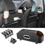 Car Back Seat Organizer with 2 Drink Cup Holder,Leather Car Organizer Backseat,Tissue Box and Storage Box Hook,Headrest Hooks,Phone Stand Holder,Multi-functional Storage,Car Travel Accessories (Black)