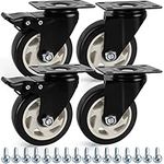 Kurtzy 4 Pack of Heavy Duty Black Swivel Castor Wheels - 100mm Casters with Rubber Wheels, Screws, Locking Brakes & Metal Plates - Max Load 320kg/705lbs - For Trolleys, Moving Furniture & Workbenches