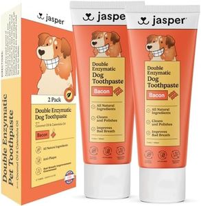 Jasper Dog Toothpaste Double Enzymatic Pack of 2 - Plaque Remover for Teeth, Whitens Teeth, Freshens Canine Breath Natural Pet Toothpaste, Bacon Flavor 3.5oz