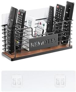 GIGIFTREE Remote Control Holder, 7-Slot TV Remote Holder Wall Mount, Universal Remote Caddy Large Size Design for Wall Table Living Room Bedroom, Black