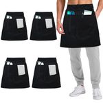 umboom 4 Pack Black Waist Apron, Short Chef Apron with 3 Pockets, Half Apron for Waiter Waitress, Catering Work Apron For Clean Bistro Garden Bar Coffee Shop Restaurant (Polyester)