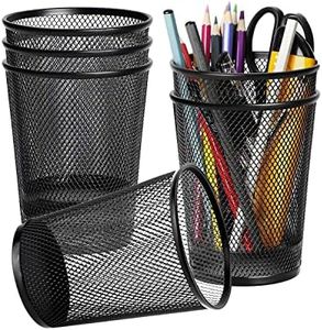 Pen Holder 6 Pack, Mesh Metal Pencil Cup, Durable Pen Organizer Desk Organisers Set for Office Desk Storage and Organise