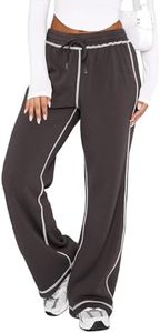 DISCIPBUSH Track Pants Women - Soft Wide Leg Sweatpants Women Drawstring Lounge Pants Joggers with Pockets Brown XL