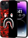 UIHDJNA Funny Shark Face Pattern Compatible with iPhone 15 Case, Cool Shark Teeth for iPhone 15 Cover Case Soft Silicone TPU Shock Protective Case for Girls Boys Women 6.1 inch