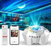 VSM Dream Aurora/Northern Light/Star Projector Light, Real Moon Like Projection, 5 in 1, Timer, Bluetooth Speaker, Brightness, Speed, Volume and Remote Control (White)