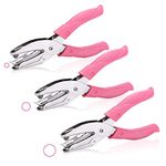 3 Pcs Handheld Hole Punch, Metal Paper Puncher Single Hole Punch Pliers with Soft Grip,Multiple Sheet Capacity Hole Paper Punch for Home Office School DIY Crafts Scrapbook Notebook Card Making