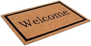 BIRDROCK HOME Welcome Door Mat - Decorative Entry Rug - Outdoor Durable Floor Doormats for Front Door, Entrance, or Cabin - Heavy Duty, Natural Coir for Muddy Feet - 24 x 36 Inch - Vinyl - Oversized