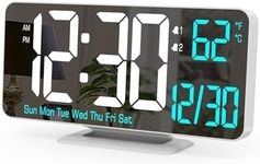 KOSUMOSU Digital LED Clocks for Bedrooms 6.7in White Alarm Clock, Dimming, 12/24h, Date, Day of Week,Temp,Desk Clock, LED Clock for Bedside, Digital Calendar Clocks for Living Room Essentials