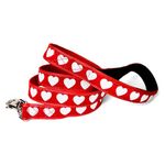 That Dog In Tuxedo Love Dog Leash Hearts Pattern - Adjustable, Washable and Strong Dog Leash. (M-L, Leash - Red)