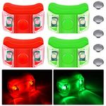 4 Pieces Boat Bow Lights Red and Green LED Boat Navigation Lights with 5 Pieces Button Batteries for Boat Kayak Pontoon Hovercraft Yacht Motorboat Bike Hunting Night Running Fishing