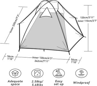 Forceatt 2-Person Camping Tent – Lightweight Waterproof Dome, Two Doors