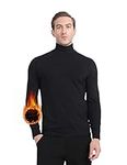 MANCYFIT Men's Thermal Tops Turtleneck Shirt Fleece Lined Undershirt Long Sleeve Base Layer Pullover Small Black