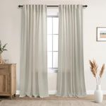 Mrs.Naturall Tan Curtains 84 Inches Long for Living Room,Rustic Farmhouse Country Semi Sheer Gauze Canvas Flax Linen Beige Curtain Drapes for Dining Room Bedroom 84 Inch Length Set 2 Panels,Khaki