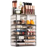 Sorbus Large Makeup Organizer - Clear Stackable Jewelry & Makeup Organizer for Vanity, Bathroom Storage, Dresser - 12 Drawers Cosmetic Beauty Organizers and Storage with Lipstick, Makeup Brush Holder