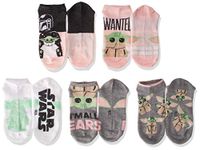 STAR WARS womens 5 Pack No Show Socks, Pink Grey Multi, 9-11