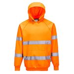 Portwest B304 Men's High Visibility Reflective Hooded Sweatshirt Hi Vis Hoodie Orange, 3X-Large