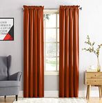 JUPON Valance Rod Pocket Blackout Curtains Panel for Window/Draperies for Living Room (2 Panels, W52 x L60 -Inch) Rust