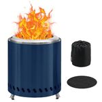 BRIAN & DANY Tabletop Solo Fire Pit with Stand, Smokeless Firepit for Outside, Stainless Steel Stove Bonfire, Fueled by Pellets or Wood, Includes Travel Bag & Fireproof Mat -8.6in x 10in,Blue