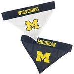 NCAA Dog Bandana - Michigan Wolverines Reversible PET Bandana. 2 Sided Sports Bandana with a Premium Embroidery Team Logo, Small/Medium. - 2 Sizes & 50 College Teams Available