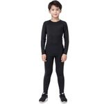 LNJLVI Kids' Girls Boys Long Sleeve Top Pants Set Thermal Underwea Base Layer Compression Leggings and Shirts (Black/Black,26/8-9Years)