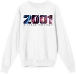 Bioworld 2001 A Space Odyssey Galaxy Text Logo Crew Neck Long Sleeve Women's White Sweatshirt-Small