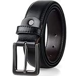 maikun Men's Belts,Black Leather Belt for Men, Black Belt Men,Mens Leather Belt,Mens Leather Belts for Trousers Black Buckle Length37inch