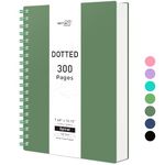 RETTACY Bullet Dotted Journal - B5 Dotted Grid Spiral Notebook with 300 Pages, 100 GSM Premium Acid-Free Paper, Bullet Journaling, Sketching, Twin-Wire Binding, 7.5" × 10" (Dark Green)