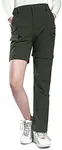 Hiauspor Hiking Pants Women Convertible Lightweight Zip Off Pants Quick Dry Outdoor Stretch Pants UPF 50+ Trousers (Army Green, Small)