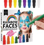 Bik bok creations Set of 8 Rainbow Face Paint Crayons for All Ages - Ideal for Kids and Adults Perfect for Parties, Halloween, and More!