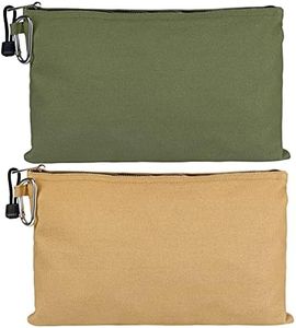 HRX Package Canvas Tool Bag Water Resistant, 2pcs Tool Pouches with Zipper and Carabiner, Heavy Duty Utility Bags for Tools Camping Travel
