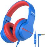 iClever HS19 Kids Headphones with Microphone for School, Volume Limiter 74/85dBA, Over-Ear Girls Boys Headphones for Kids with Shareport, Foldable Wired for iPad/Fire Tablet/Travel, Blue