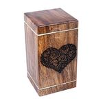 Hind Handicrafts Heart Shaped Tree of Life Wooden Urns for Human Ashes Adult Large - Rosewood Cremation Urn for Ashes - Burial Urn for Columbarium - Funeral Urn Box (Roses, 250 LB - HardWood)