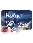 Netac 256GB MicroSDHC Memory Card, Micro SD Card, 4K Full HD Video Recording, UHS-I, C10, U3, A1, V30, for Camera, Smartphone, Security System, Drone, Dash Cam, Gopro