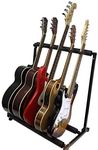 Foldable Universal Multi Guitar Stand - Guitar Stand Portable Collapsible Instrument Floor Guitar Rack Holder w/Foam Padding - For Acoustic, Electric, Bass Guitar & Guitar Bag/Case (5 Guitar)