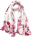 STORY OF SHANGHAI Women's 100% Silk Scarf Luxury Satin Graphic Painted Shawl Wraps DY04(Size: One Size)