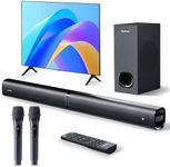 Soundbar with Subwoofer for TV, Home Theater Bluetooth 5.3 Speaker System with 2 Wireless Karaoke Microphones, Surround Sound Audio with HDMI ARC, Optical, AUX, USB for Movie, Music, Family Party