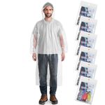 Aolegoo 6 Pack Ponchos Waterproof with Sleeves and Drawstring Hood, Thickened Portable Adult Disposable Waterproof Poncho Ideal for Festival Waterproofing, Camping, Theme Parks
