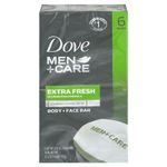 Dove Men+Care Body and Face Bar, Extra Fresh 4 oz, 6 Bar by Dove