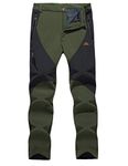 EKLENTSON Mens Fleece Lined Walking Trousers Outdoor Military Windproof Hiking Camping Softshell Pants Army Green