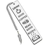 HULALA Book Lovers Gifts Metal Bookmarks for Book Lovers Coffee Lovers Bookmarks for Women Men Best Friends Teacher Daughter Bookworms Book Readers Birthday Christmas Book Club Gifts Stocking Stuffers