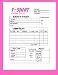 tshirt order form log book: t-shirt
