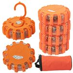 NovelBee 6 Pack LED Road Flares Emergency Warning Light Roadside Flare 9 Flash Modes with Magnetic Base Hook and Storage Bag