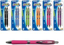 BAZIC Oil Gel Ink Retractable Pen w/Rubberized Barrel & Metal Clip, Ciel 0.7 mm Medium Point Smooth Writing, for Office School (2/Pack), 6-Pack